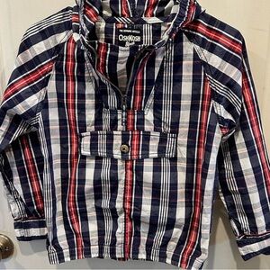 OshKosh B’gosh Lightweight Madras Plaid Style Cotton Windbreaker Jacket size 10